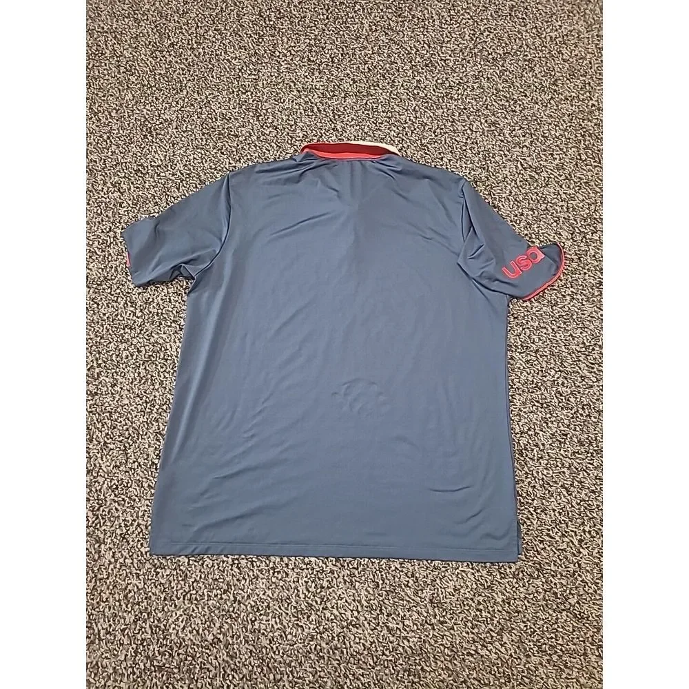 Adidas‎ Golf USA Blue Gray Red Polo Shirt Size XL Performance